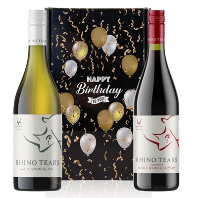 Mixed Rhino Tears Happy Birthday Wine Duo Gift Box